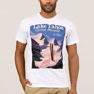 T-shirt Sierra affiche vintage du lac Tahoe de ski de