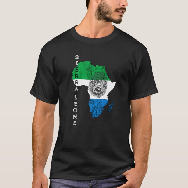 T-shirt Sierra Leone Carte Drapeau De La Racine De La Fier (Devant)