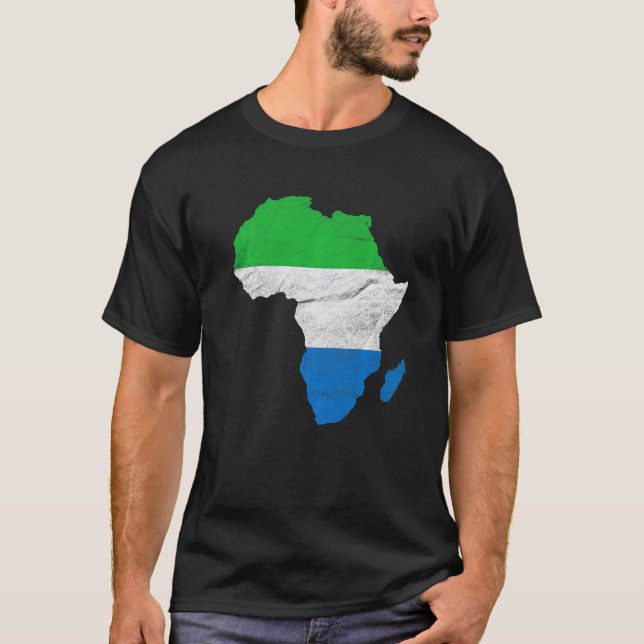 T-shirt Sierra Leone Drapeau Afrique Continent Silhouette  (Devant)