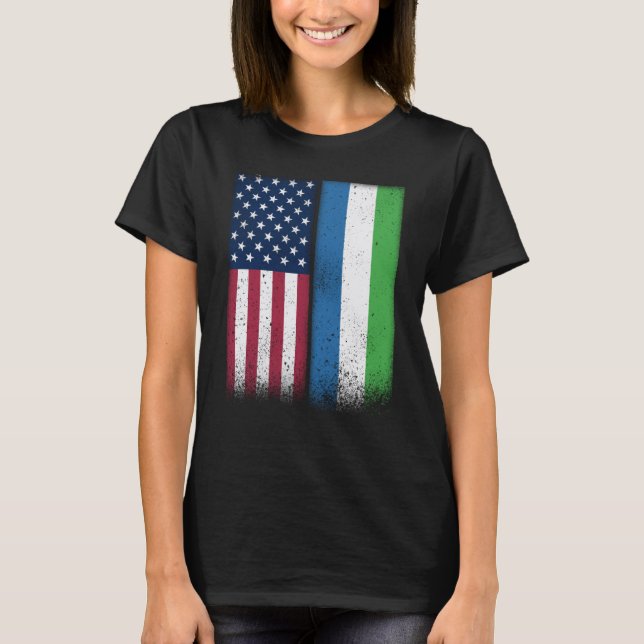 T-shirt Sierra Leone Sierra Leonean American Flags Proud U (Devant)