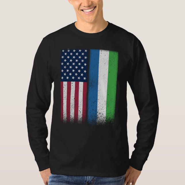 T-shirt Sierra Leone Sierra Leonean American Flags Proud U (Devant)