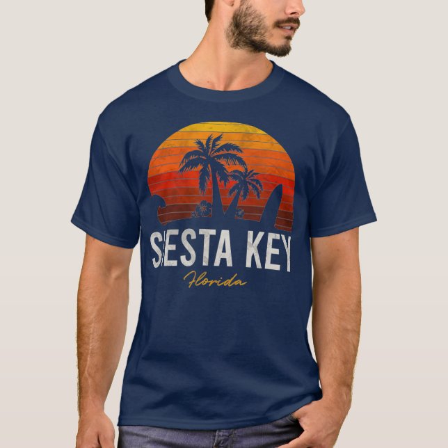 T-shirt Siesta Key Beach Floride FL Palms Surf de vacances (Devant)