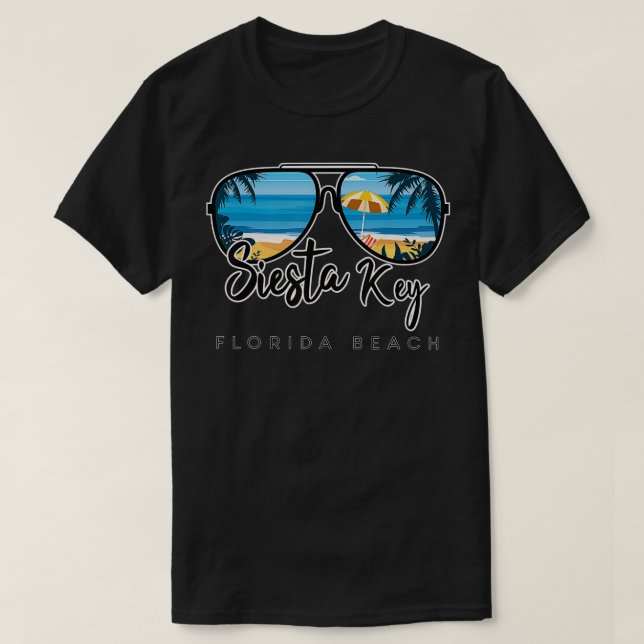 T-shirt Siesta Key Beach Floride Palm Tree lunettes de sol (Design devant)