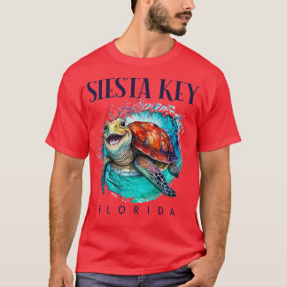 T-shirt Siesta Key Florida Aquarelle Happy Sea Turtle