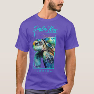 T-shirt Siesta Key Florida Aquarelle Portrait de tortue de