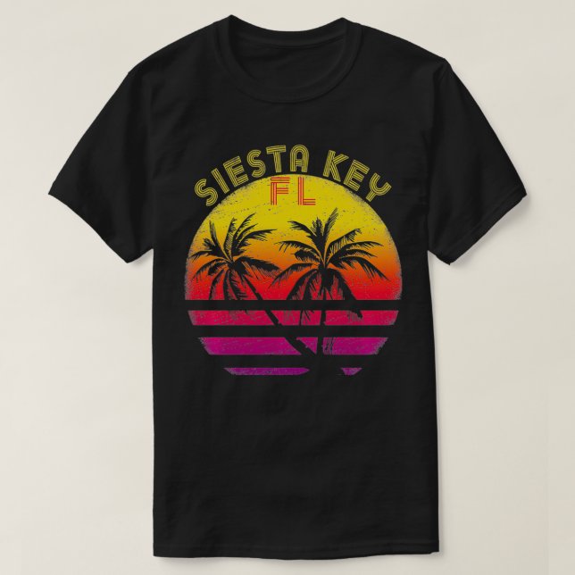 T-shirt Siesta Key Florida Couleur coucher de soleil Vinta (Design devant)