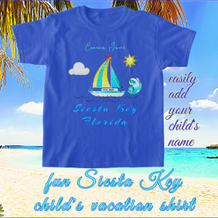 T-shirt Siesta Key, Florida Ocean Sailboat et nom