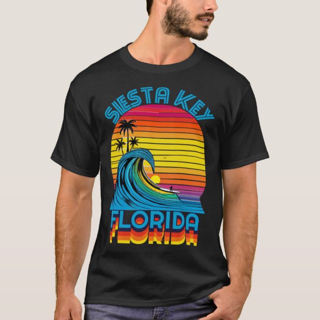 T-shirt Siesta Key Florida Retro Throwback Surf & Plage So (Devant)