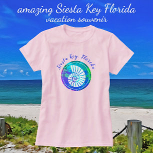 T-shirt Siesta Key Floride Coquillage Coloré Joli