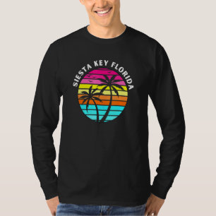 T-shirt Siesta Key Floride Coucher de soleil Palmiers Fami