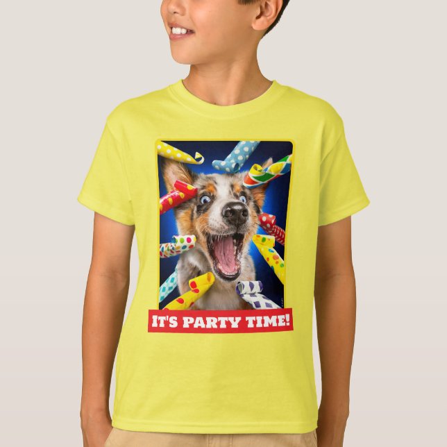 T-shirt Sifflets de fête pour chien heureux (Devant)