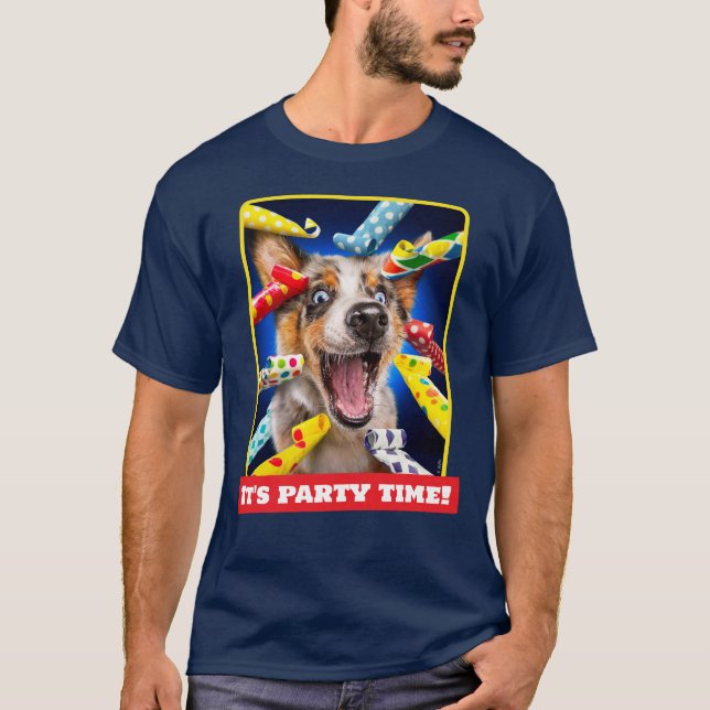 T-shirt Sifflets de fête pour chien heureux (Devant)