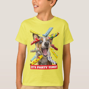 T-shirt Sifflets de fête pour chien heureux