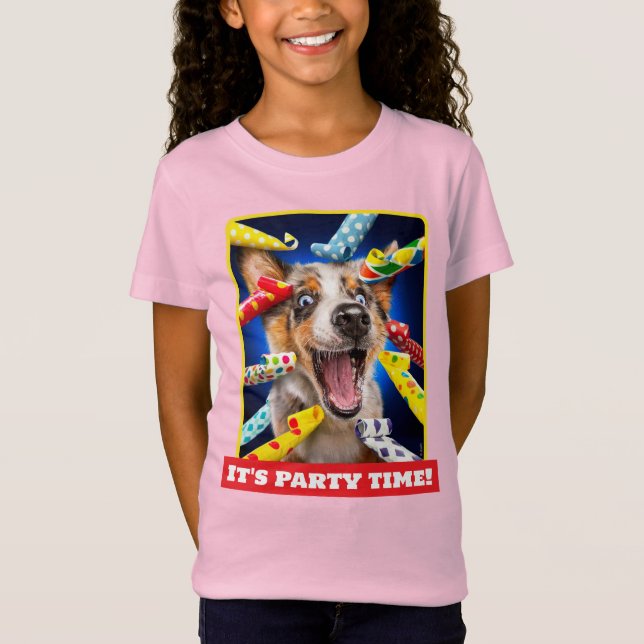 T-Shirt Sifflets de fête pour chien heureux (Devant)