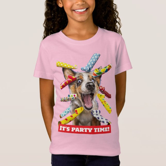 T-Shirt Sifflets de fête pour chien heureux (Devant)