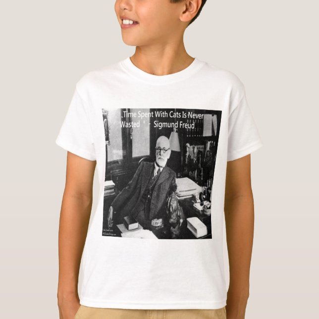T-shirt Sigmund Freud Dans Son Bureau & Citation de Chat D (Devant)
