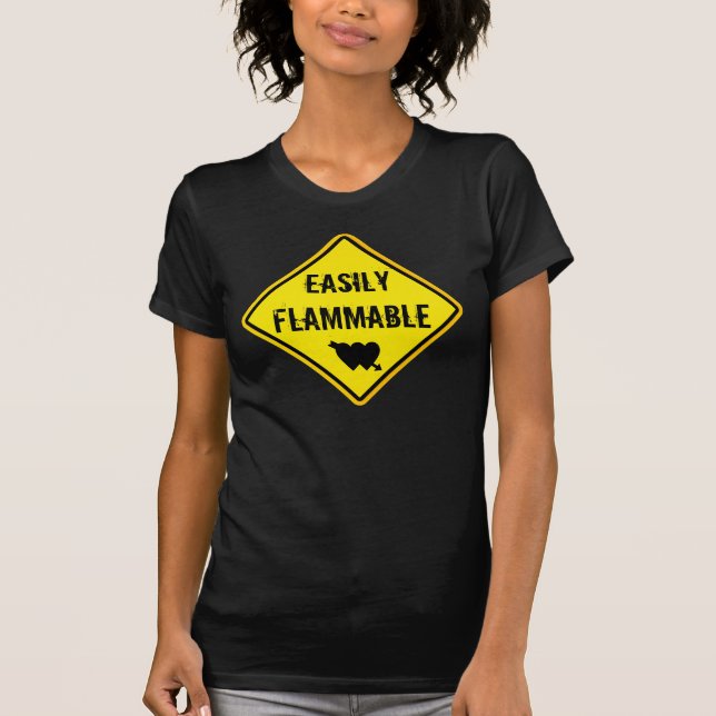 T-shirt signal d'avertissement facilement inflammable (Devant)