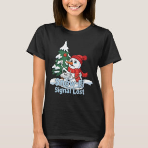 T-shirt Signal Snow-Fi Perdu Drôle Bonhomme de Neige Noël