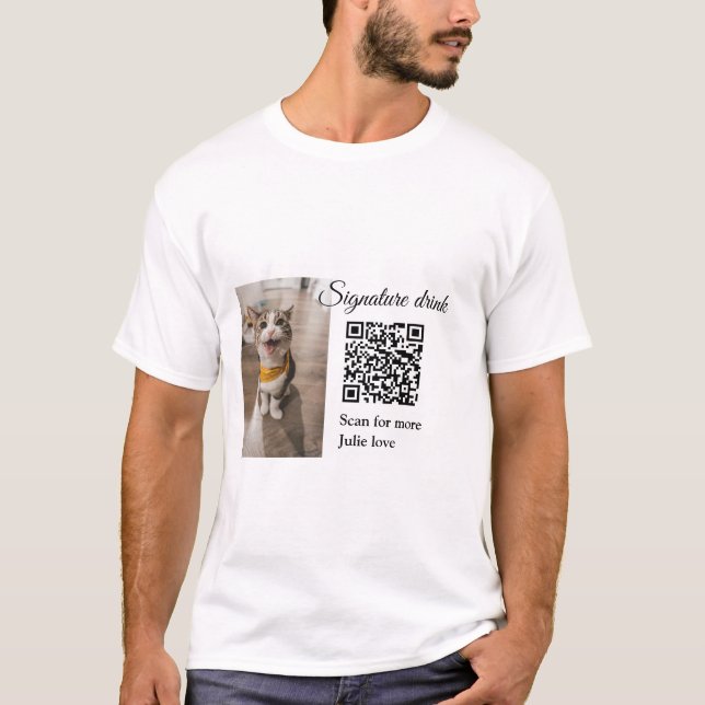 T-shirt Signature boisson scanner QR code ajouter le nom d (Devant)