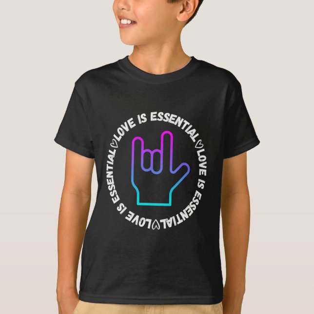 T-shirt Signe d'amour ASL - Sensibilisation au handicap (Devant)