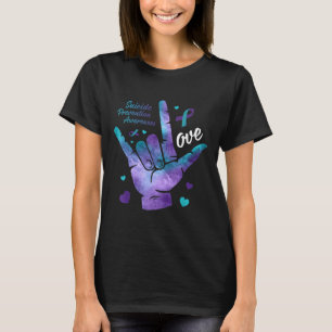 T-shirt Signe d'amour Ruban sarcelle et violet Prévention