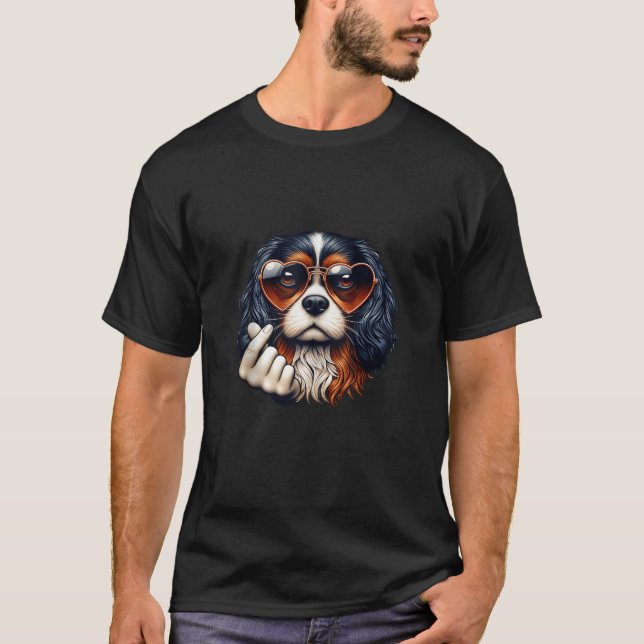 T-shirt SIGNE DE COEUR Chien À MAIN Cavalier King Charles  (Devant)