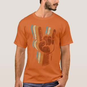 T-shirt Signe de cornes de diable Fourchette Métal Rétro R