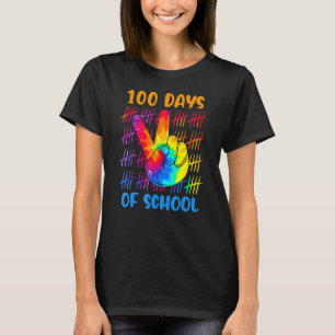 T-shirt Signe de la main de la paix Tie Dye 100 jours d'éc