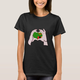 T-shirt Signe de la main zambienne Cœur Drapeau zambien Fi