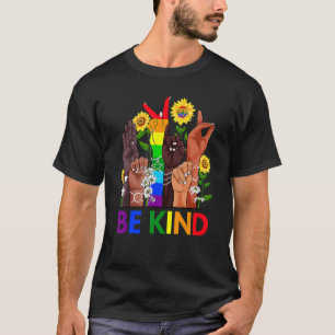 T-shirt Signe de langage des mains Soyez Gentil Lgbtq+ Gay