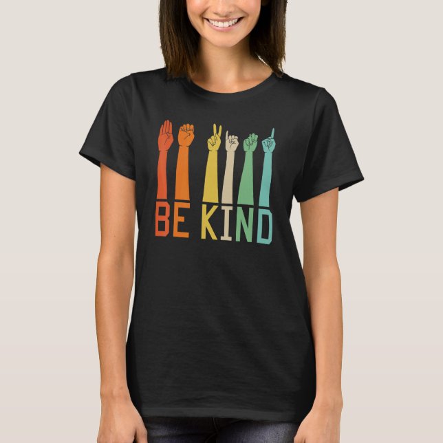 T-shirt Signe de langue des mains sois gentil Enseignants  (Devant)