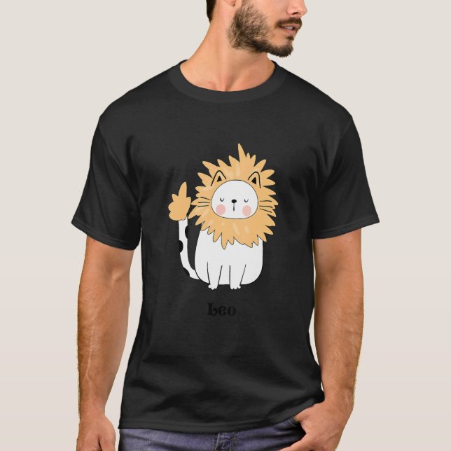 T-shirt Signe de naissance du zodiaque du chat Lion (Devant)