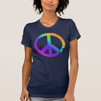 T-shirt Signe de paix affligé par KRW d'arc-en-ciel