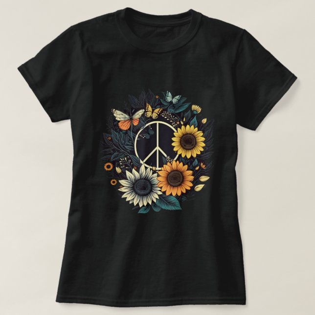 T-shirt SIGNE DE PAIX AIMER Tournesol Hippie (Design devant)