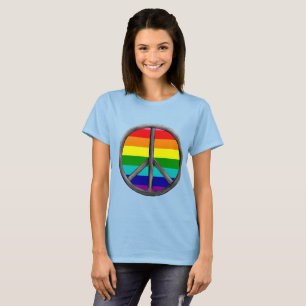T-shirt Signe de paix arc-en-ciel gay pride lgbtq