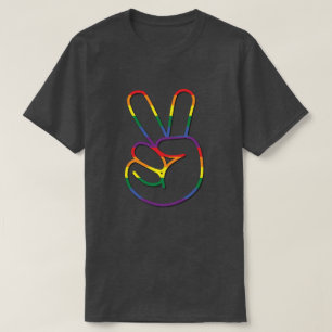 T-shirt Signe de paix arc-en-ciel Pride