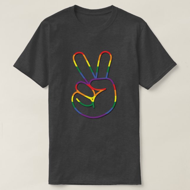 T-shirt Signe de paix arc-en-ciel Pride (Design devant)