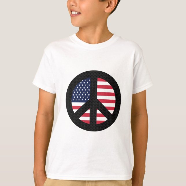 T-shirt Signe de paix avec le drapeau américain (Devant)