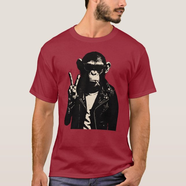T-shirt Signe de paix cuir Chimp Rébel (Devant)