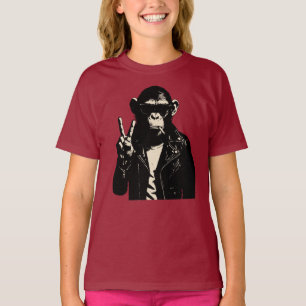 T-shirt Signe de paix cuir chimpanzé rebelle
