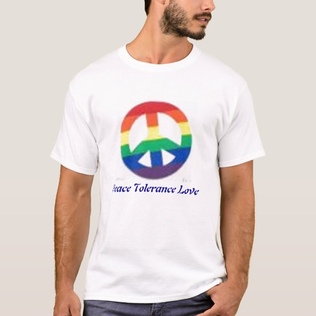 T-shirt signe de paix d'arc-en-ciel, amour de tolérance de (Devant)