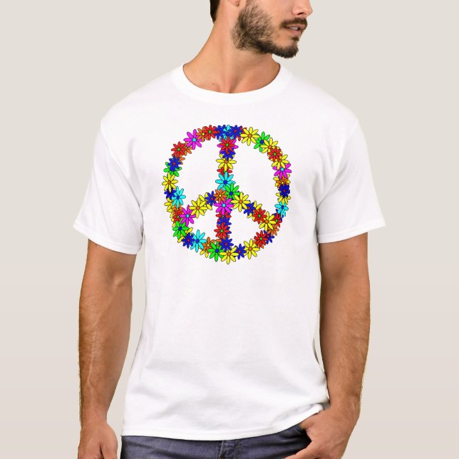 T-shirt Signe de paix de fleur d'amour (Devant)
