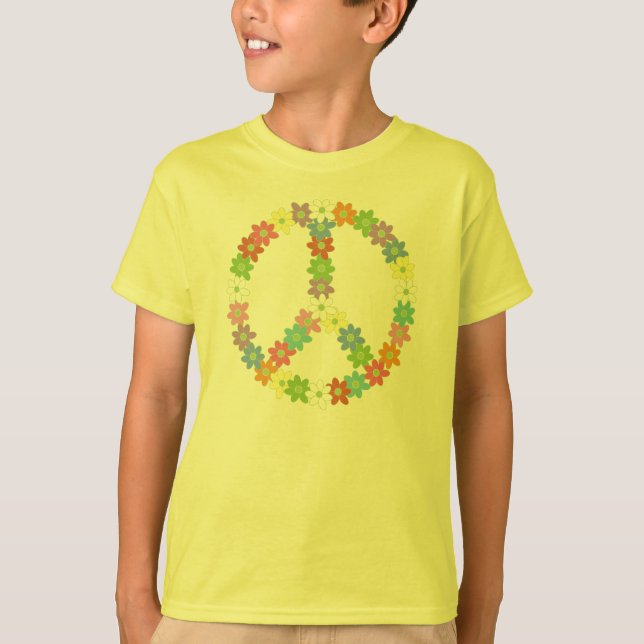 T-shirt Signe de paix de flower power (Devant)