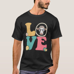 T-shirt Signe de paix de vache mignon Amour 60s 70s Costum