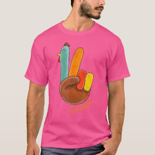 T-shirt Signe de Paix Main Dinde Action de Grâce Reconnais