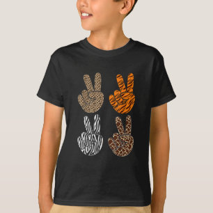 T-shirt Signe de Paix Mignon Imprimé Animal Enfant Garçon