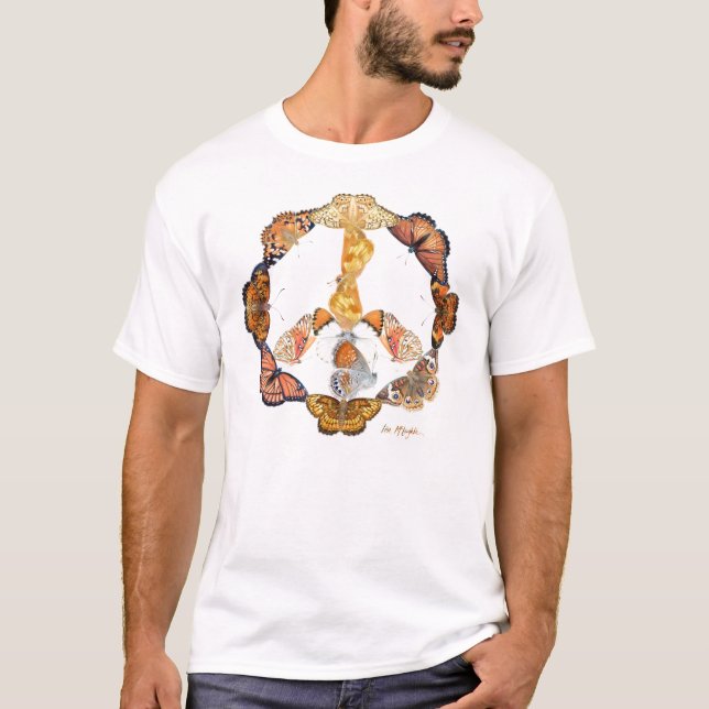 T-shirt signe de paix papillon (Devant)