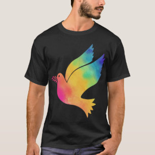 T-shirt Signe de paix pour les oiseaux arc-en-ciel Tie Dye