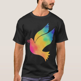 T-shirt Signe de paix pour les oiseaux arc-en-ciel Tie Dye