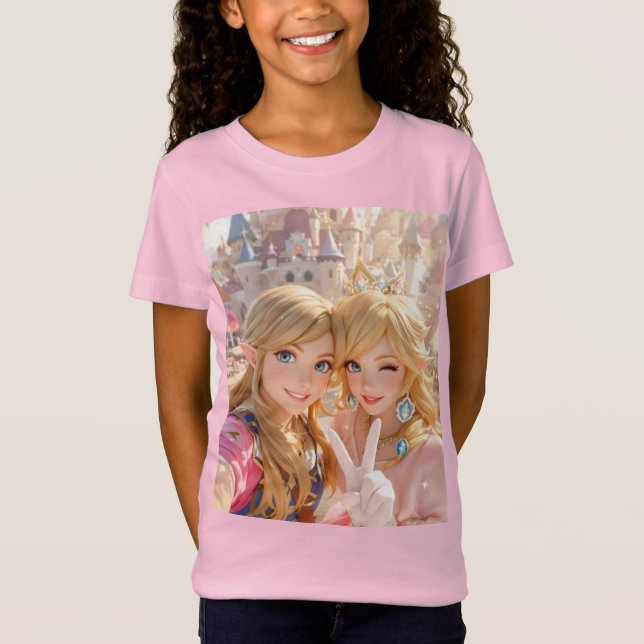 T-Shirt "Signe de paix Princesse Zelda & Peach Selfie (Devant)